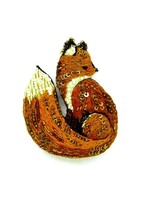 Trovelore Red Fox Brooch Pin Handmade