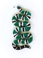 Trovelore Green Banded Snake Brooch Pin Handmade