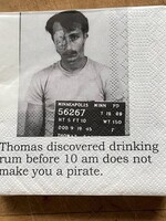 Vintage MugShot Napkins Thomas Rum Pirate