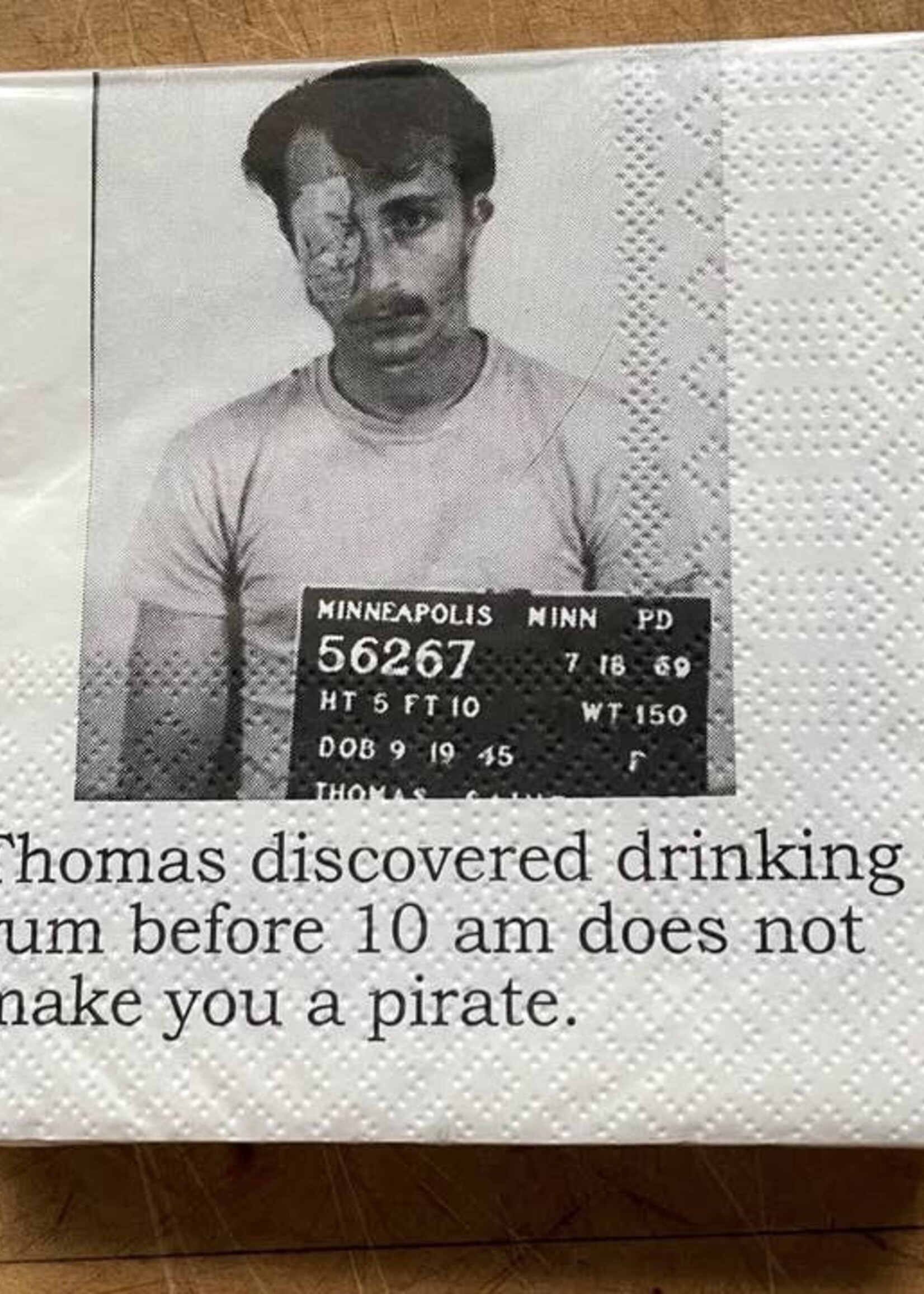 MugShot Napkins Thomas Rum Pirate