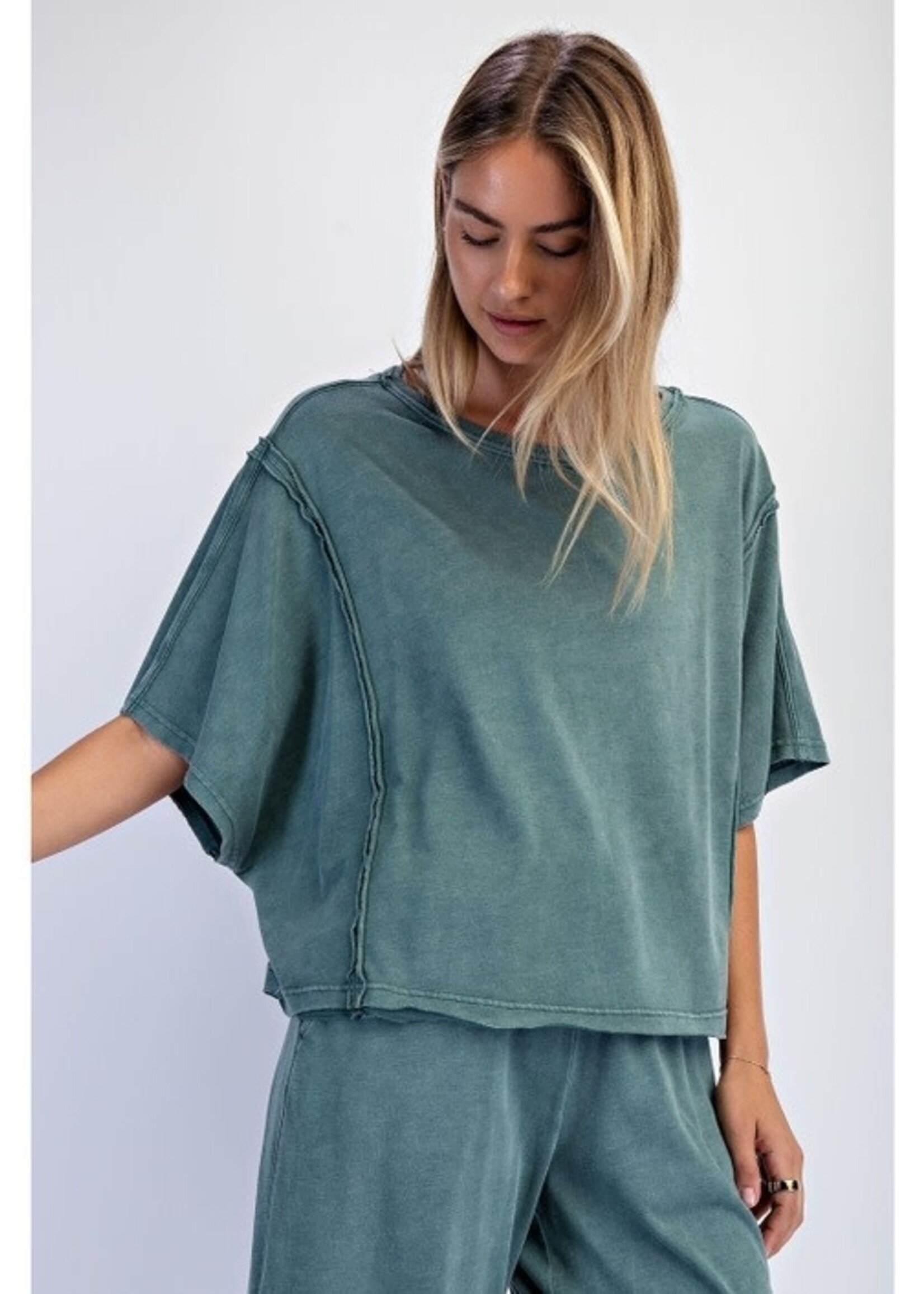 PREORDER Black Mineral Wash Barrel Pant & Top Set