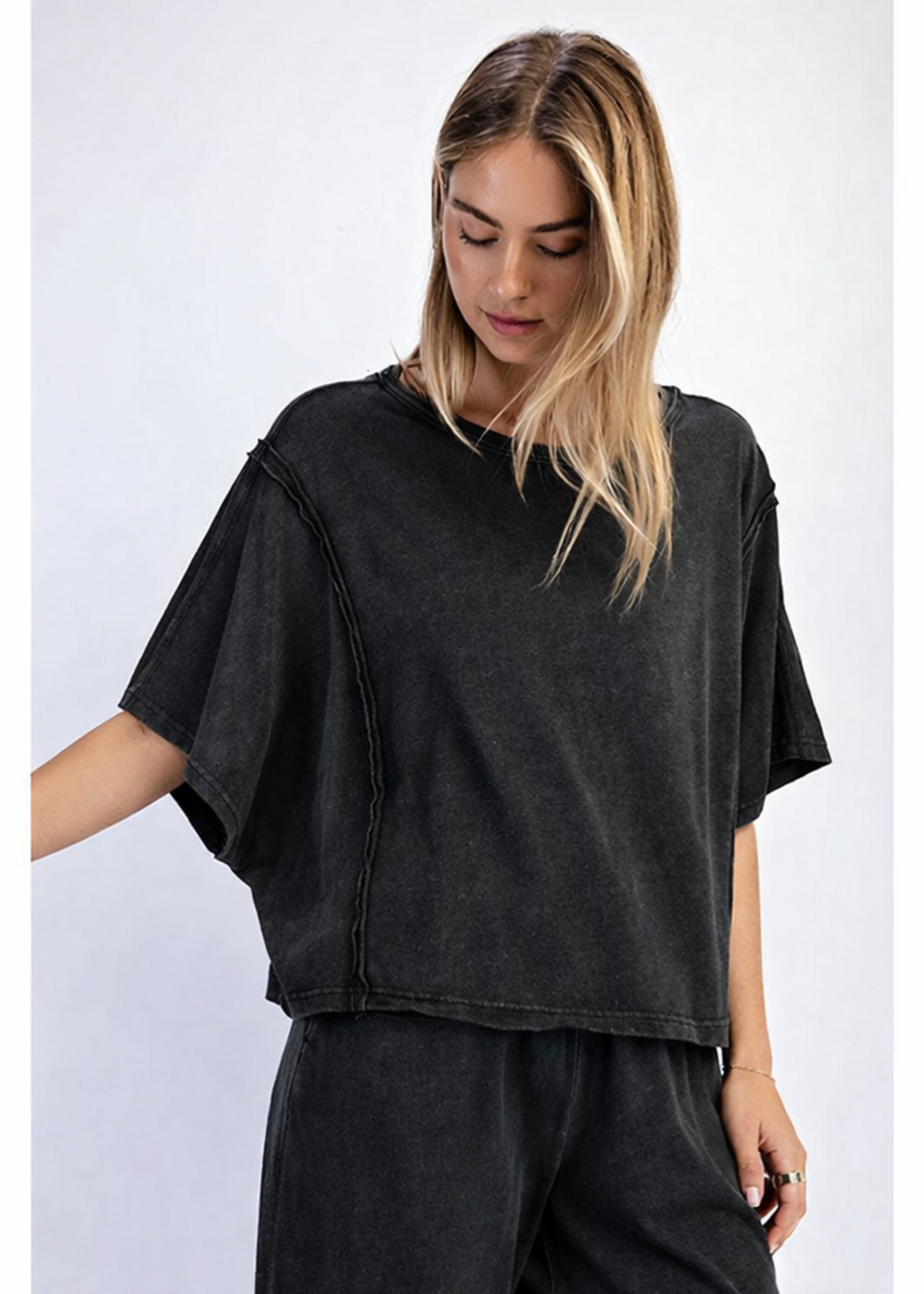 PREORDER Black Mineral Wash Barrel Pant & Top Set