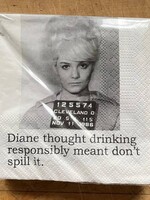 Vintage Mugshot Napkins Diane Responsible Drinking
