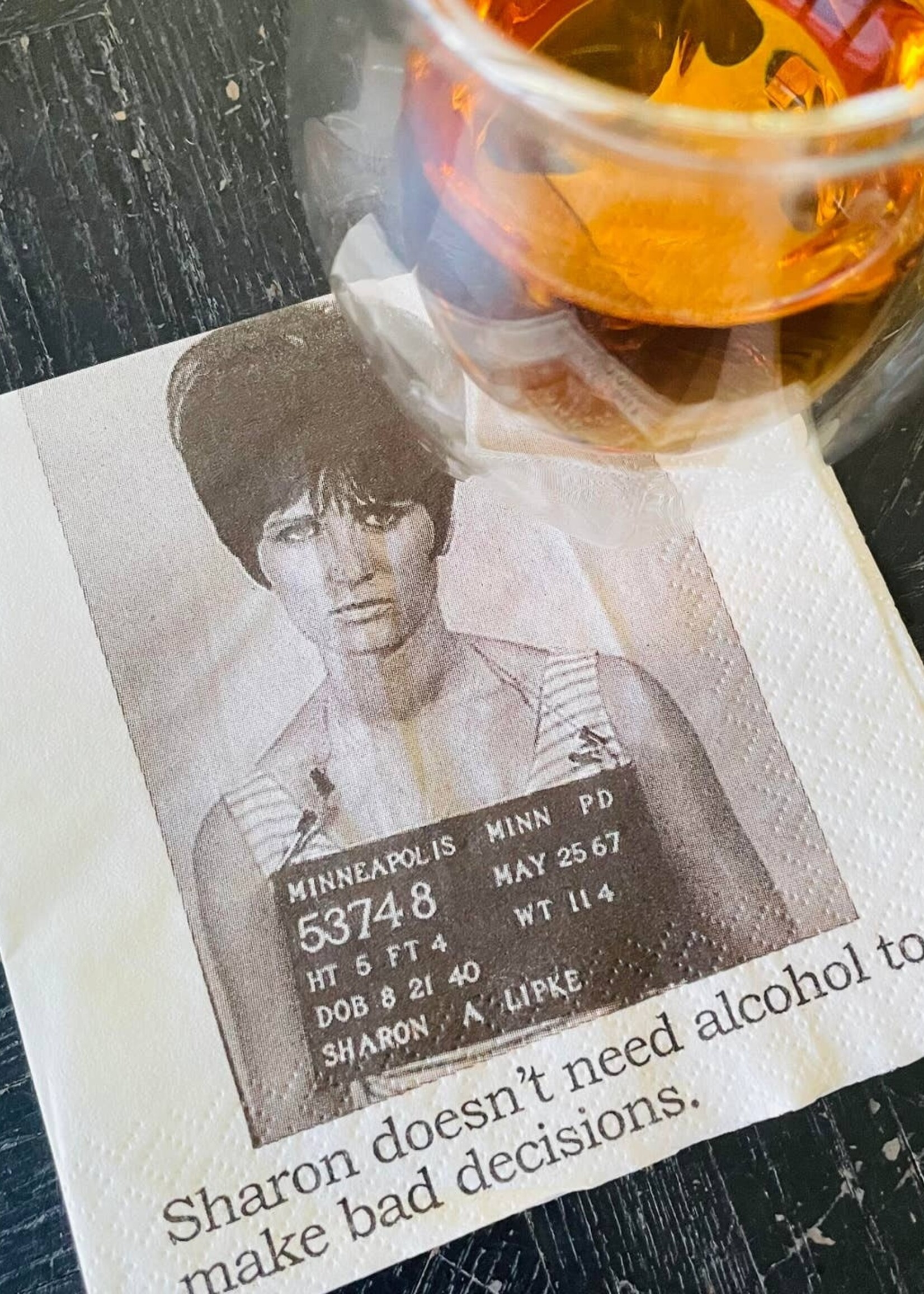 MugShot Sharon Bad Decisions Napkins