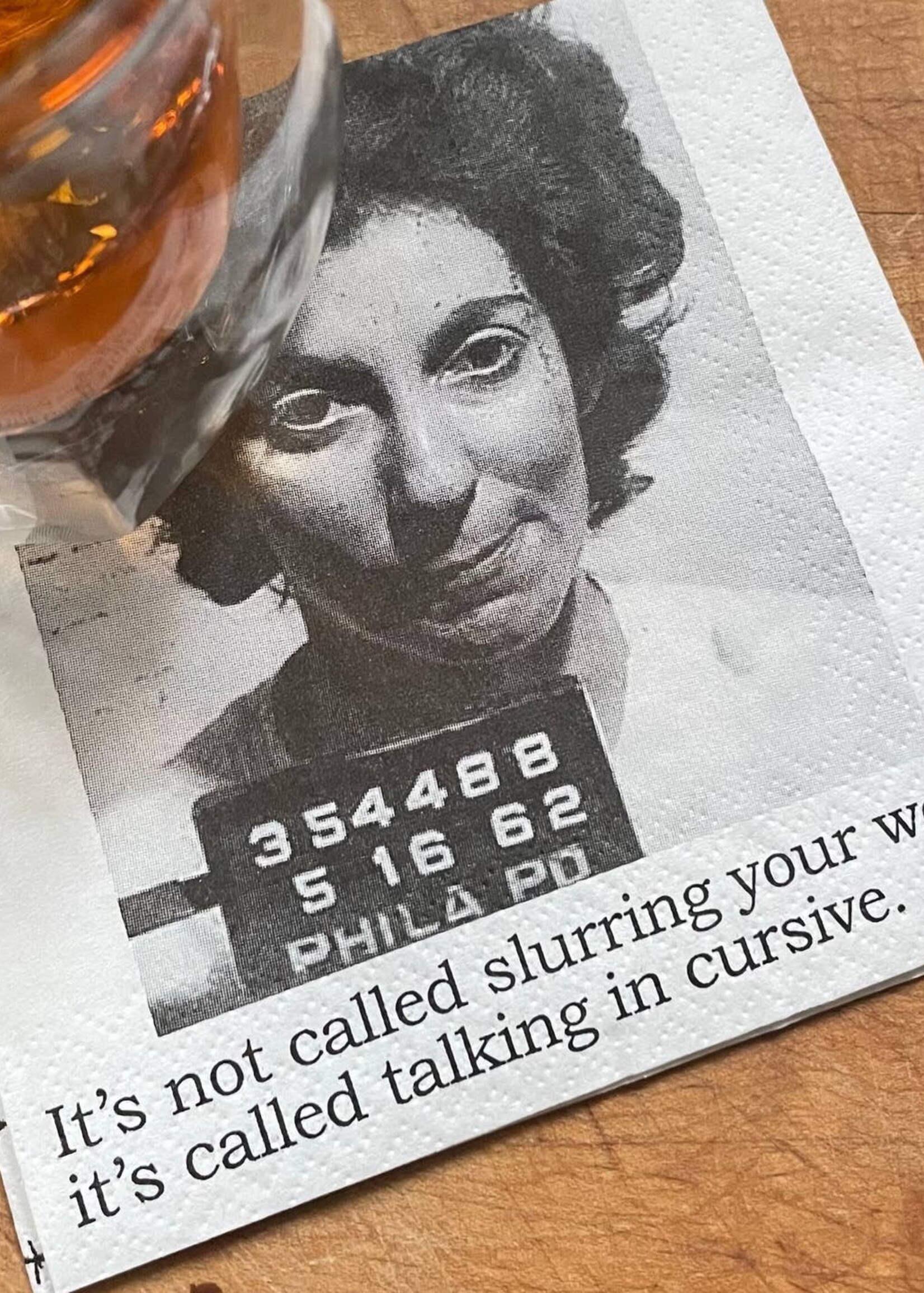 MugShot Talking in Cursive Napkins
