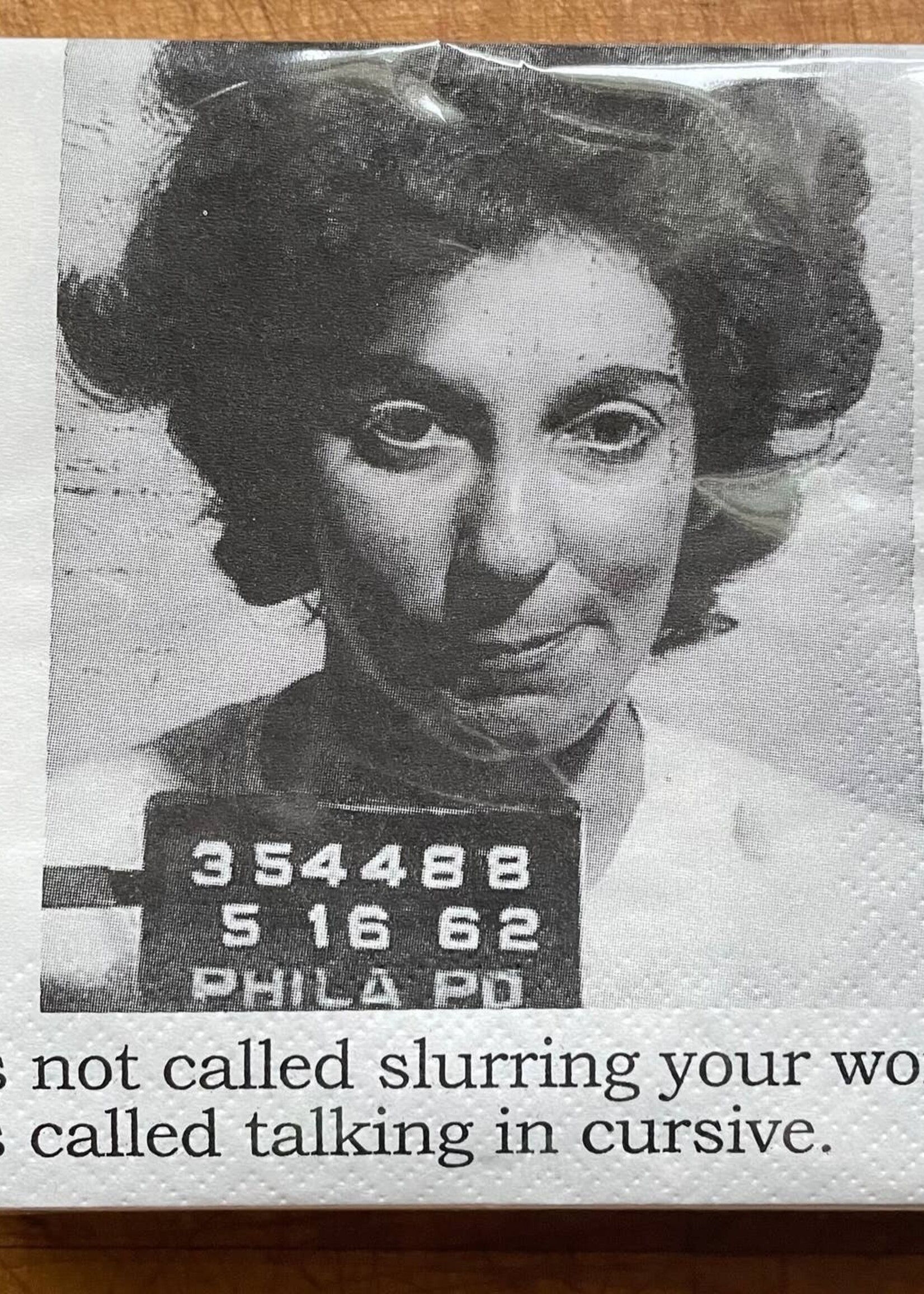 MugShot Talking in Cursive Napkins