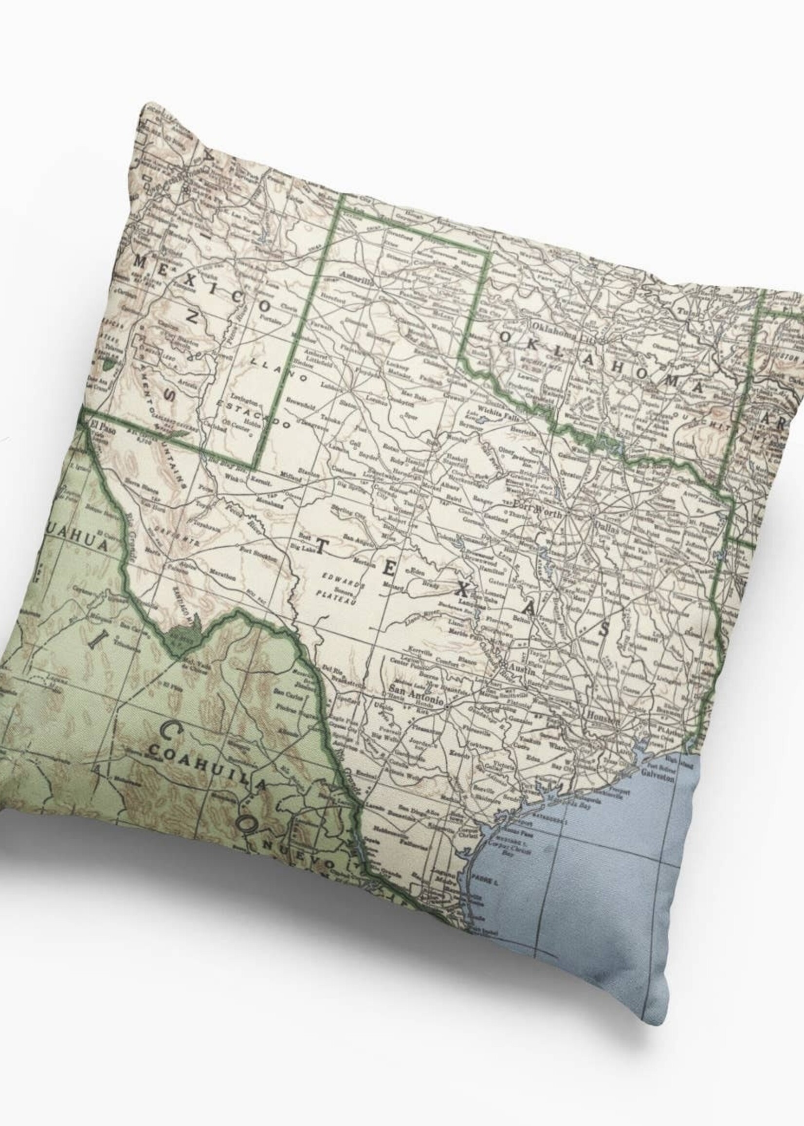 Vintage Texas Map Pillow Cover 18x18 (cover only)