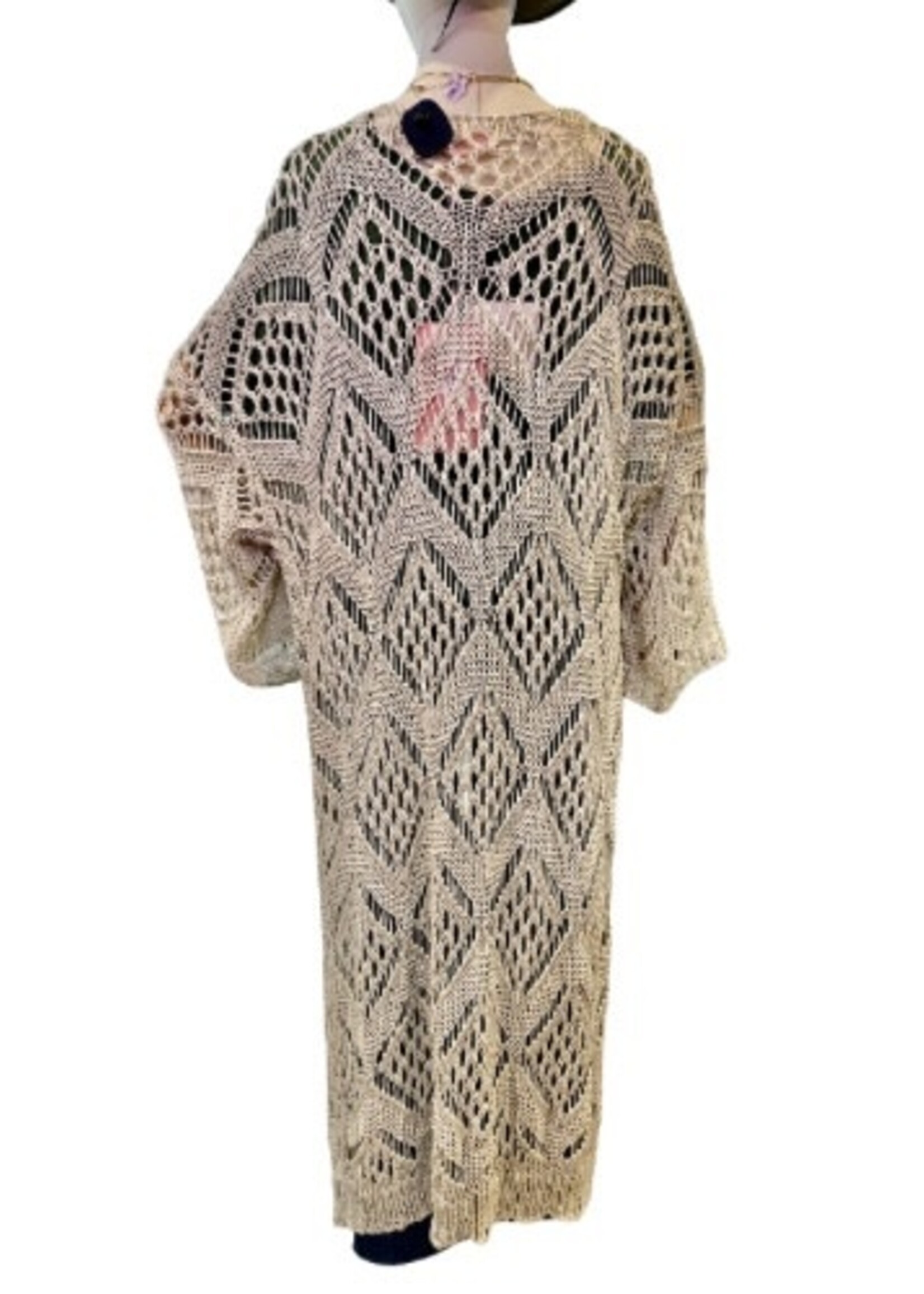 Auga Crochet Sweater Duster Beige