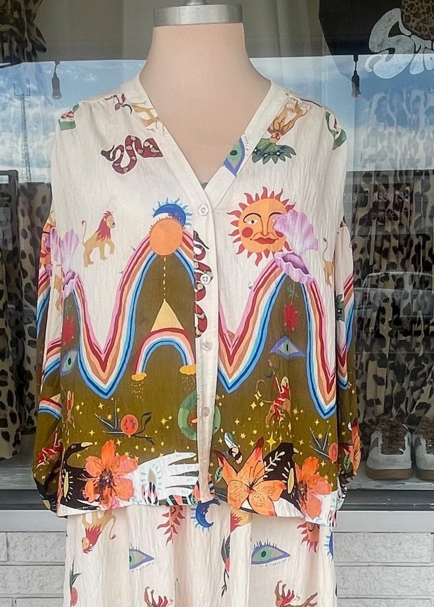 Scandal Italy Mykonos Zodiac Print Top | Italian Boho Blouse