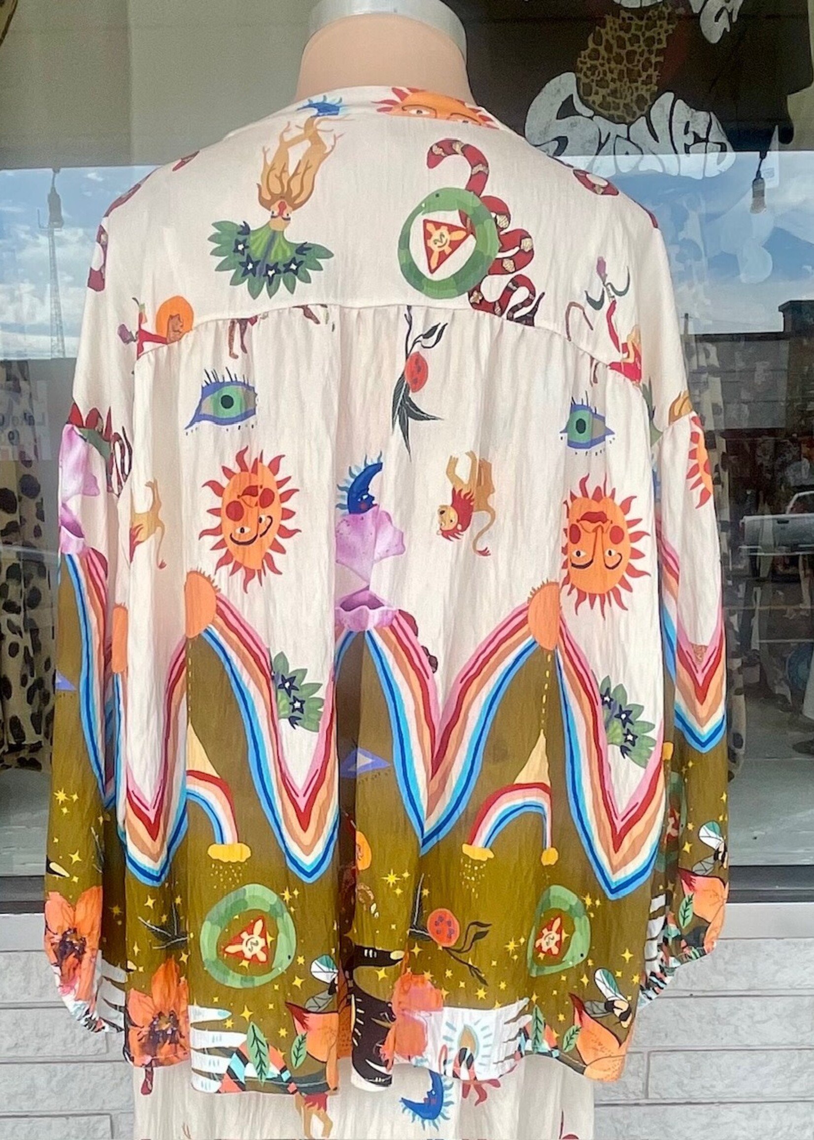 Scandal Italy Mykonos Zodiac Print Top | Italian Boho Blouse