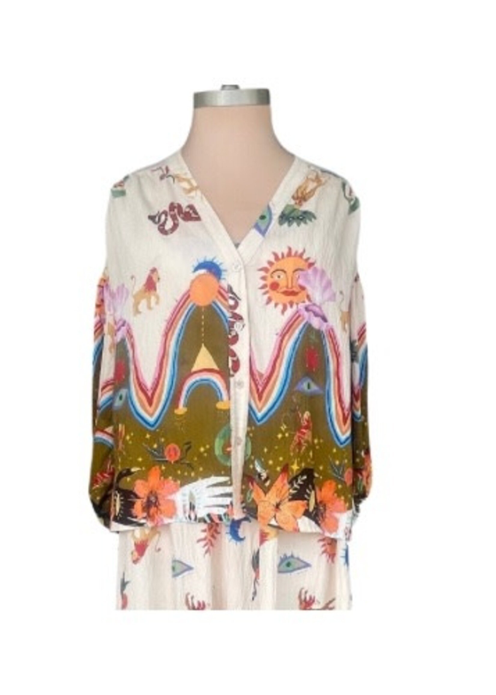 Scandal Italy Mykonos Zodiac Print Top | Italian Boho Blouse