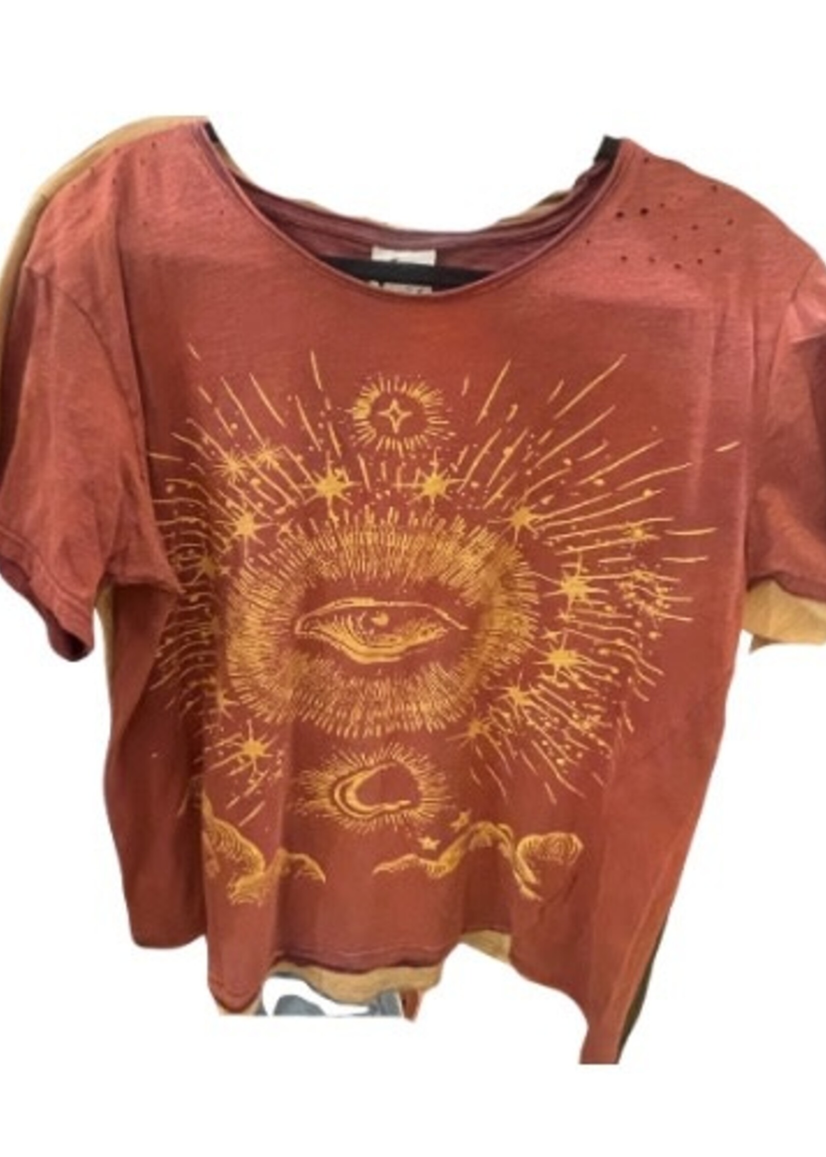 Jaded Gypsy Clothing Moon Dance Tee Wine Evil Eye Celestial