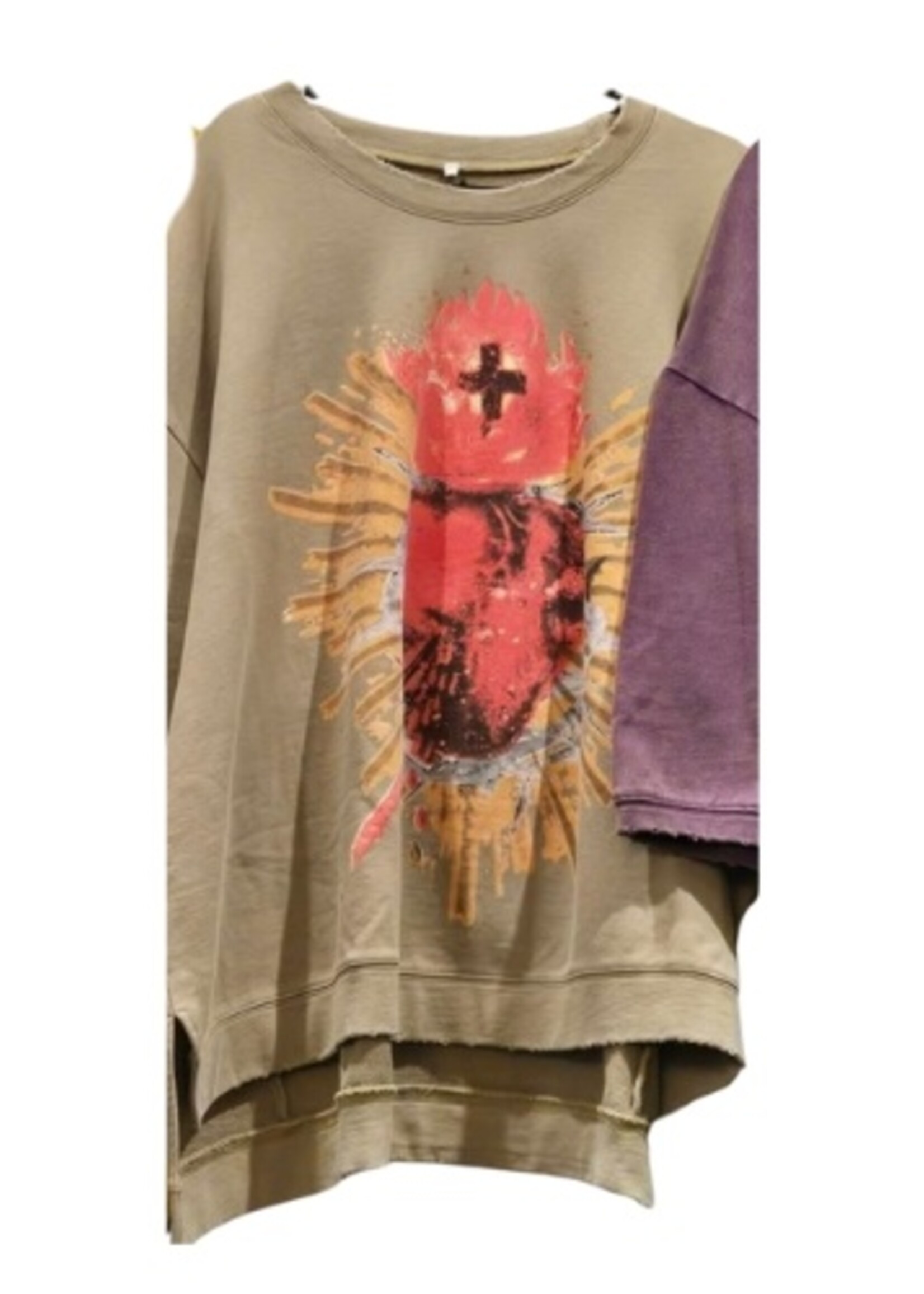 Jaded Gypsy Clothing Dance With The Moon Sweatshirt Olive Sacred Heart One Size PREORDER MARCH 26