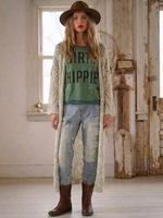 Auga Crochet Sweater Duster Beige