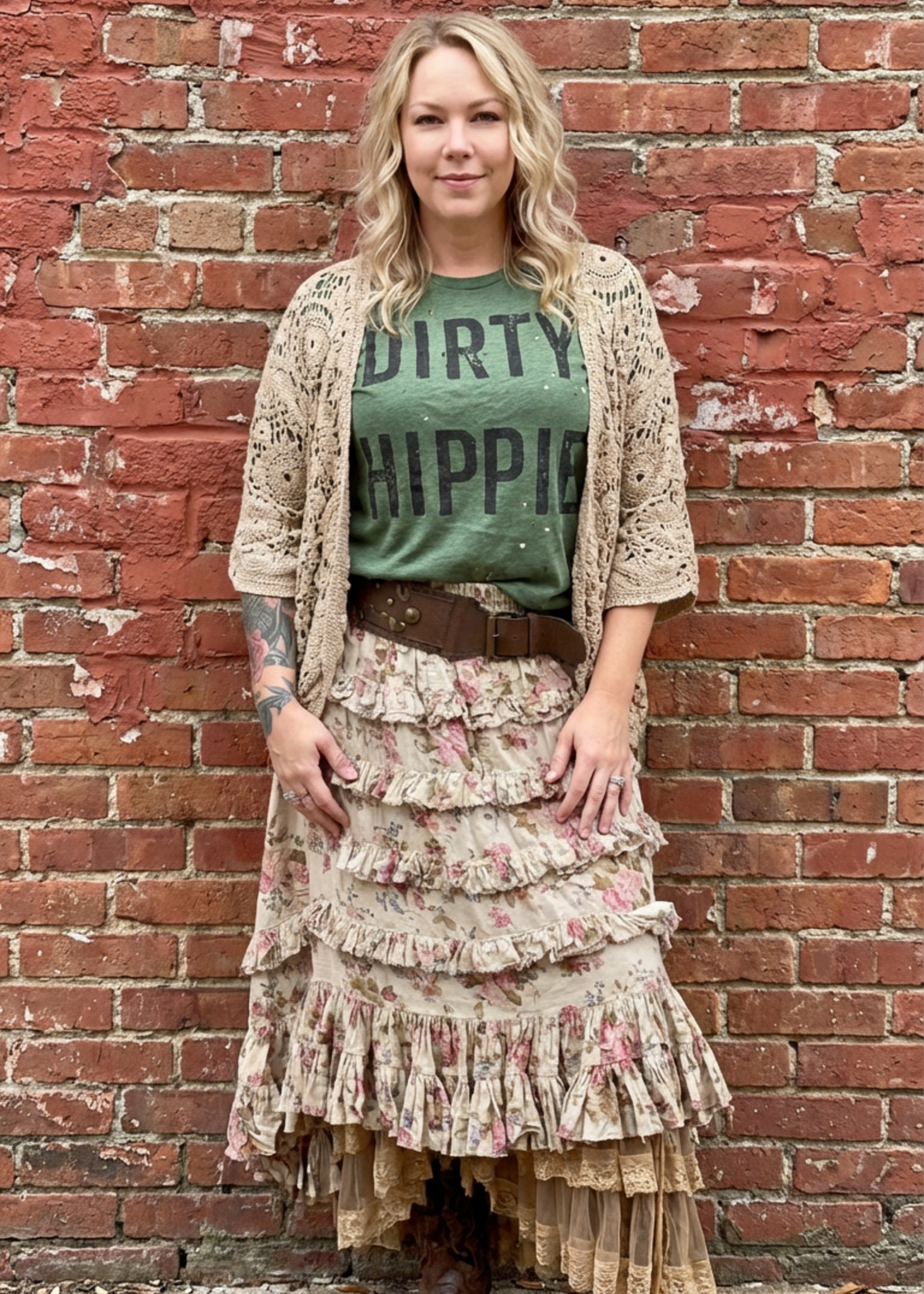 Jaded Gypsy Dirty Hippie Tee - Vintage Emerald