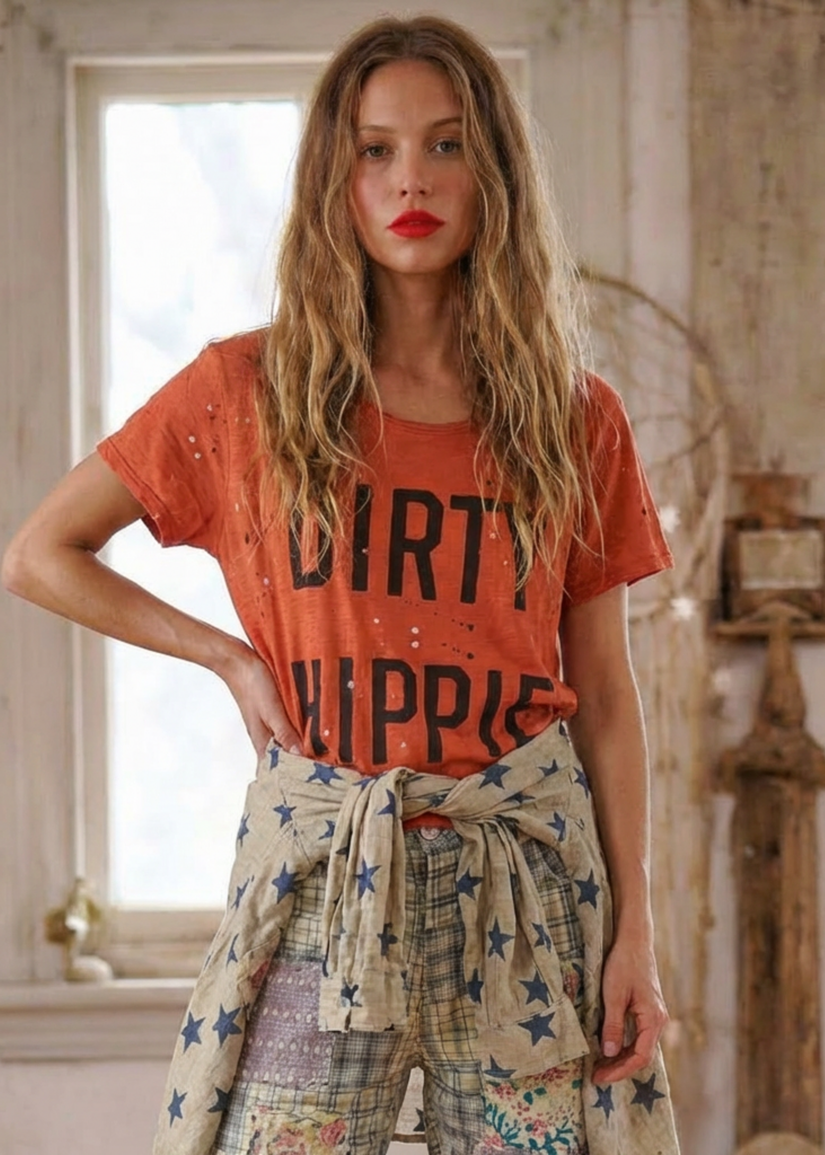 Jaded Gypsy Clothing Dirty Hippie Tee - Vintage Rust