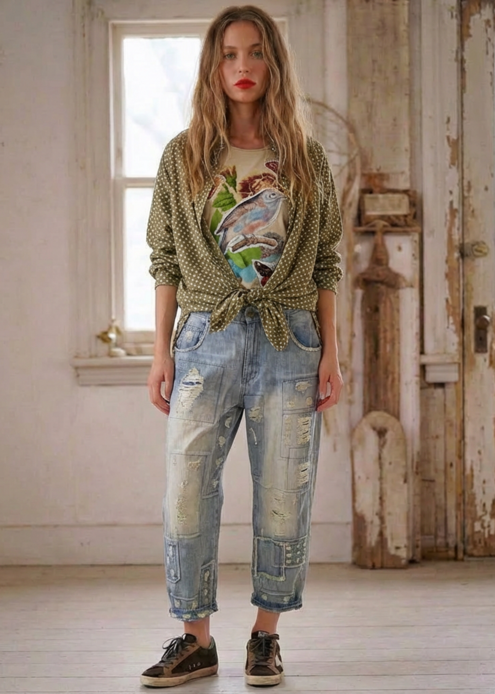 Jaded Gypsy Sweet Nothings Top Olive Dot One Size