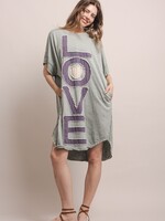 Blue Velvet Love Patchwork Dress Sage