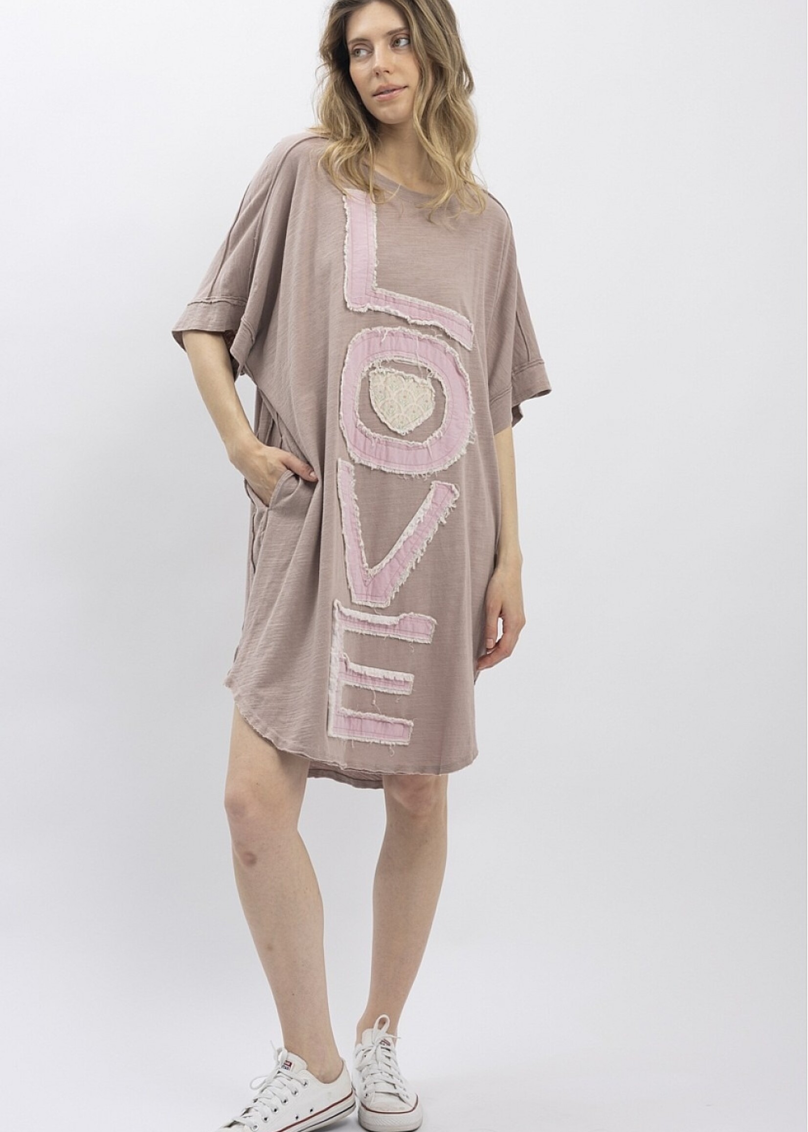 Blue Velvet Love Patchwork Dress Mauve