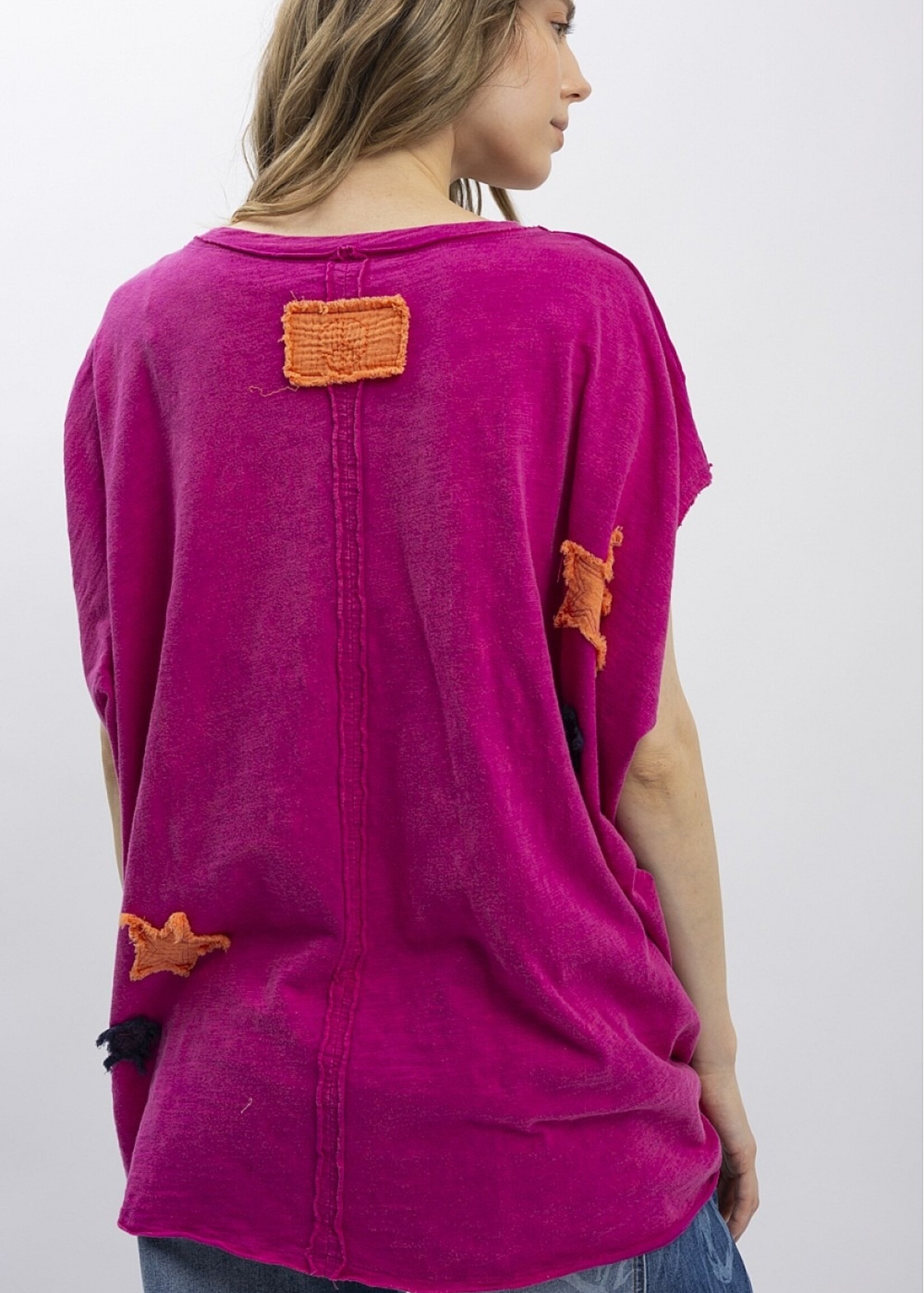 Blue Velvet Star Child Tee Hot Pink