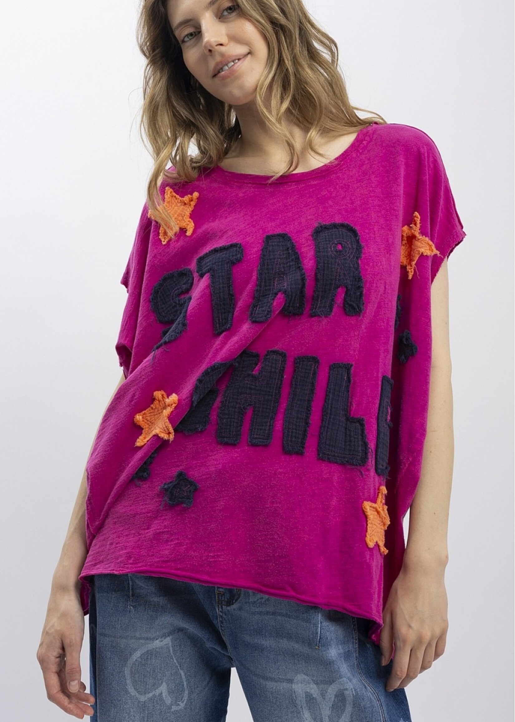 Blue Velvet Star Child Tee Hot Pink