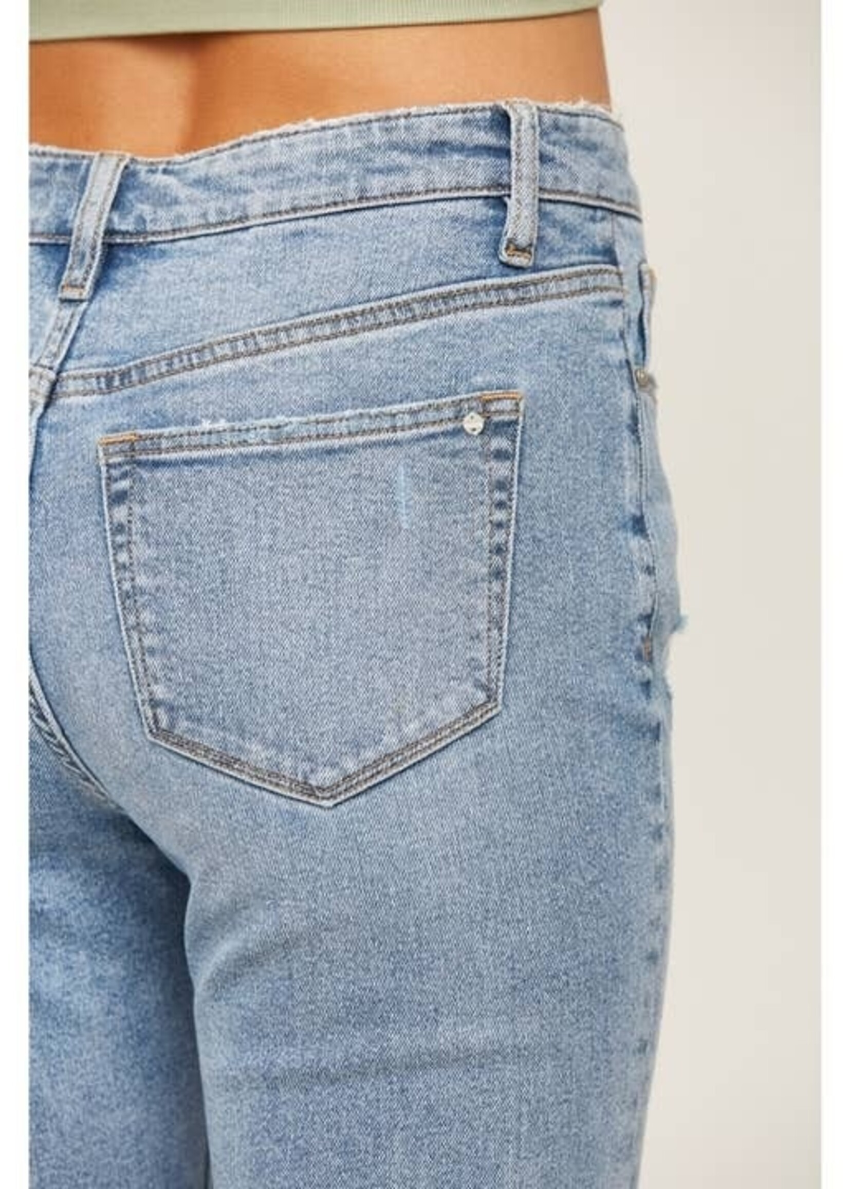 Mica Denim Super High Wedge Straight Leg