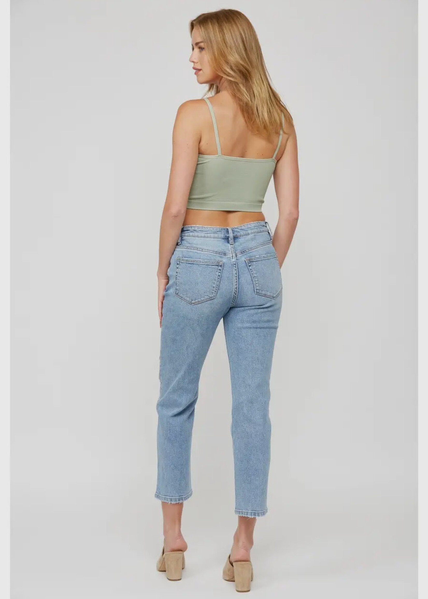 Mica Denim Super High Wedge Straight Leg