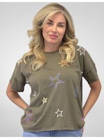 Juniper Tee Army Green Stars
