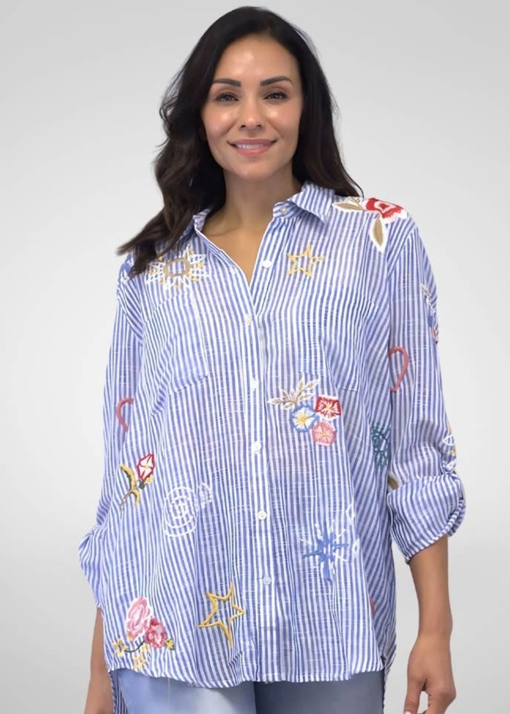 Caite Kyla Seo Andee Shirt Blue Stripe