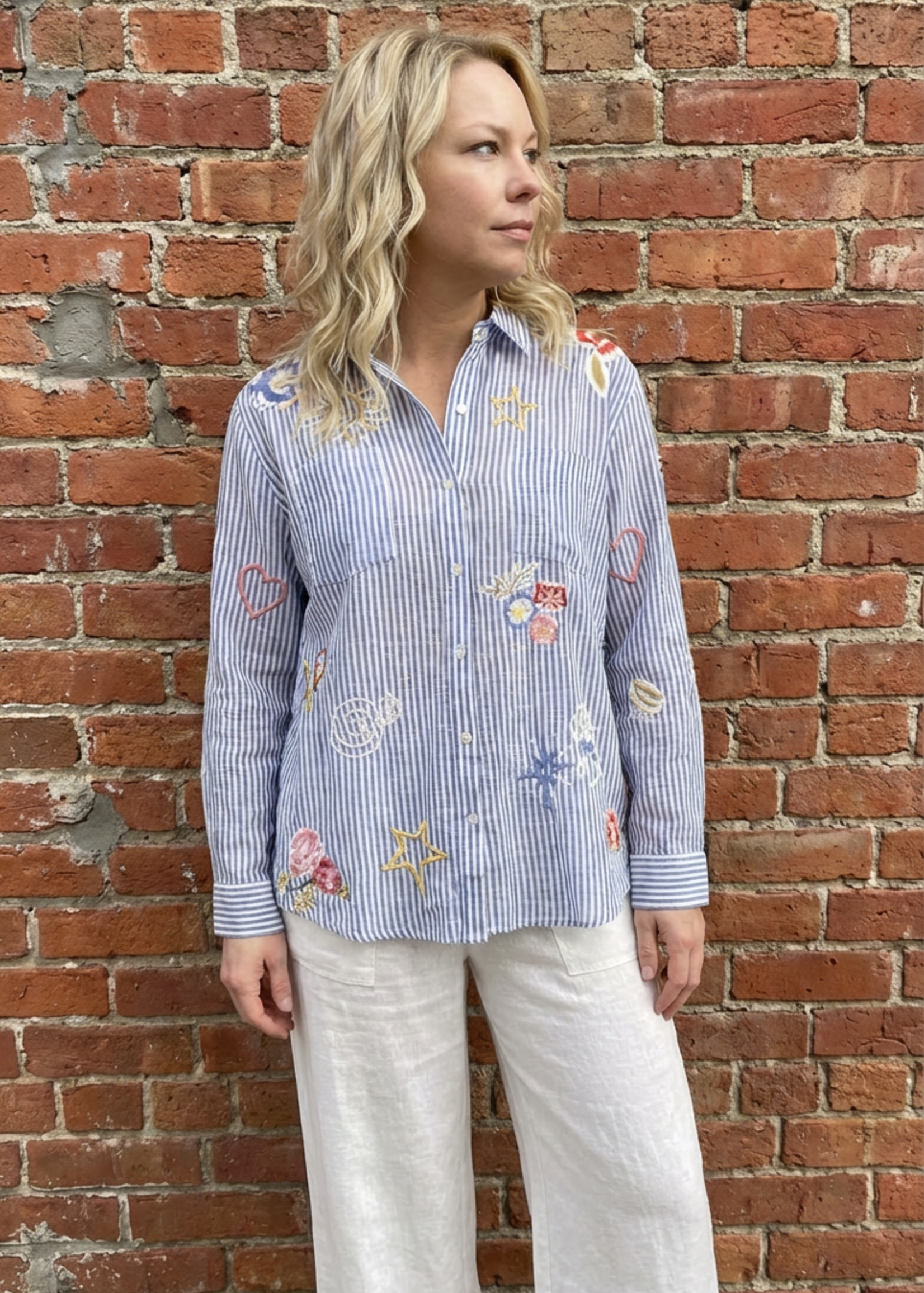 Caite Kyla Seo Andee Shirt Blue Stripe