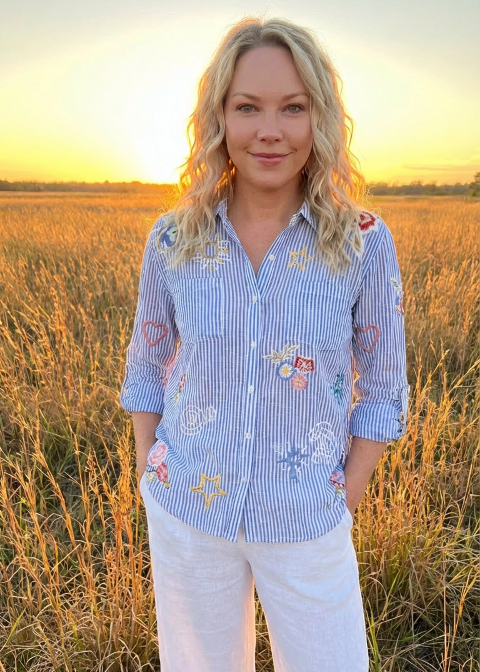 Caite Kyla Seo Andee Shirt Blue Stripe