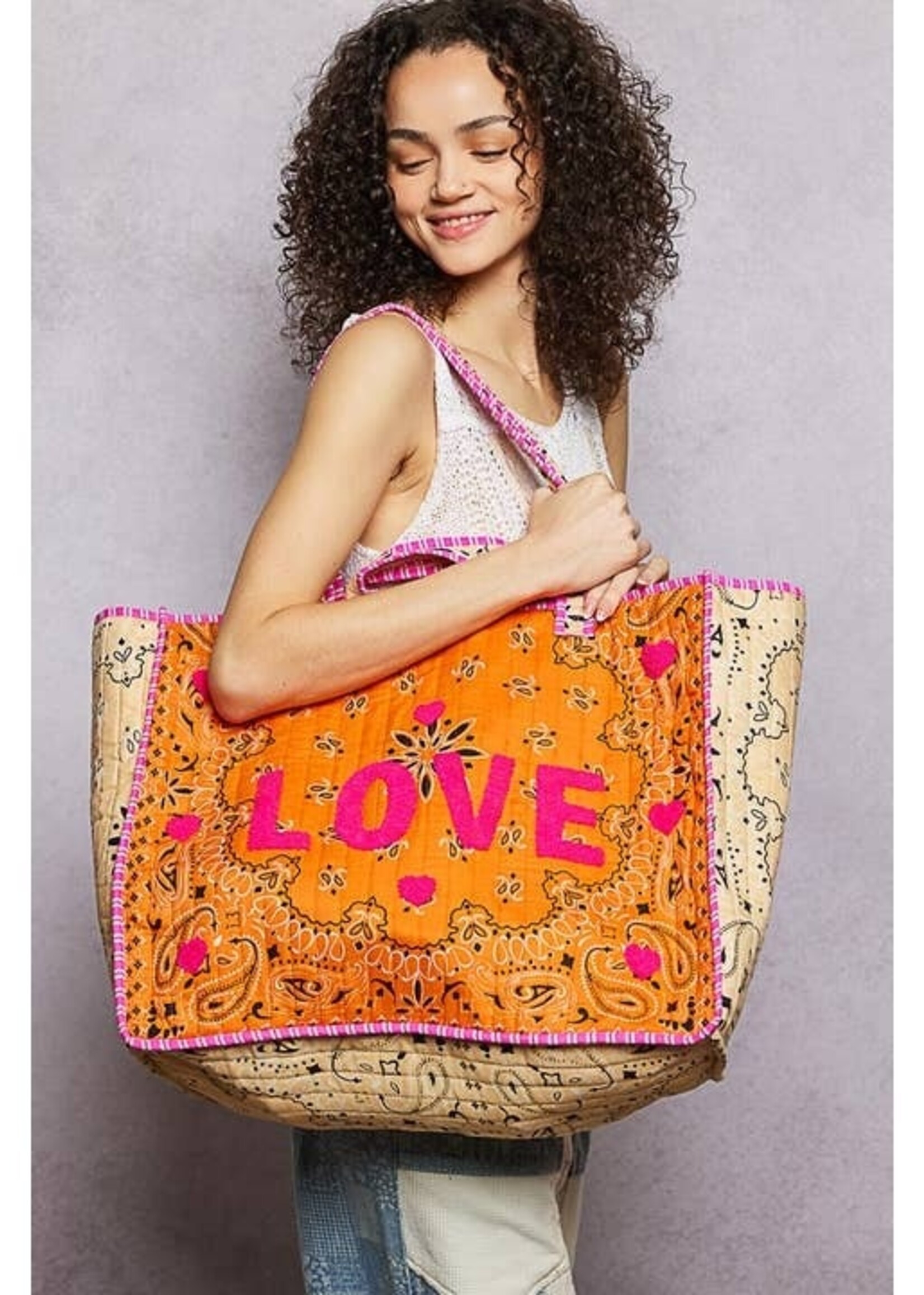 POL Love Bandana Quilted Tote Bag