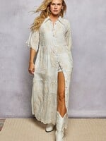 POL Ruffle Button Down Shirt Dress Natural