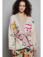 POL Beaded Kimono Cardigan Natural