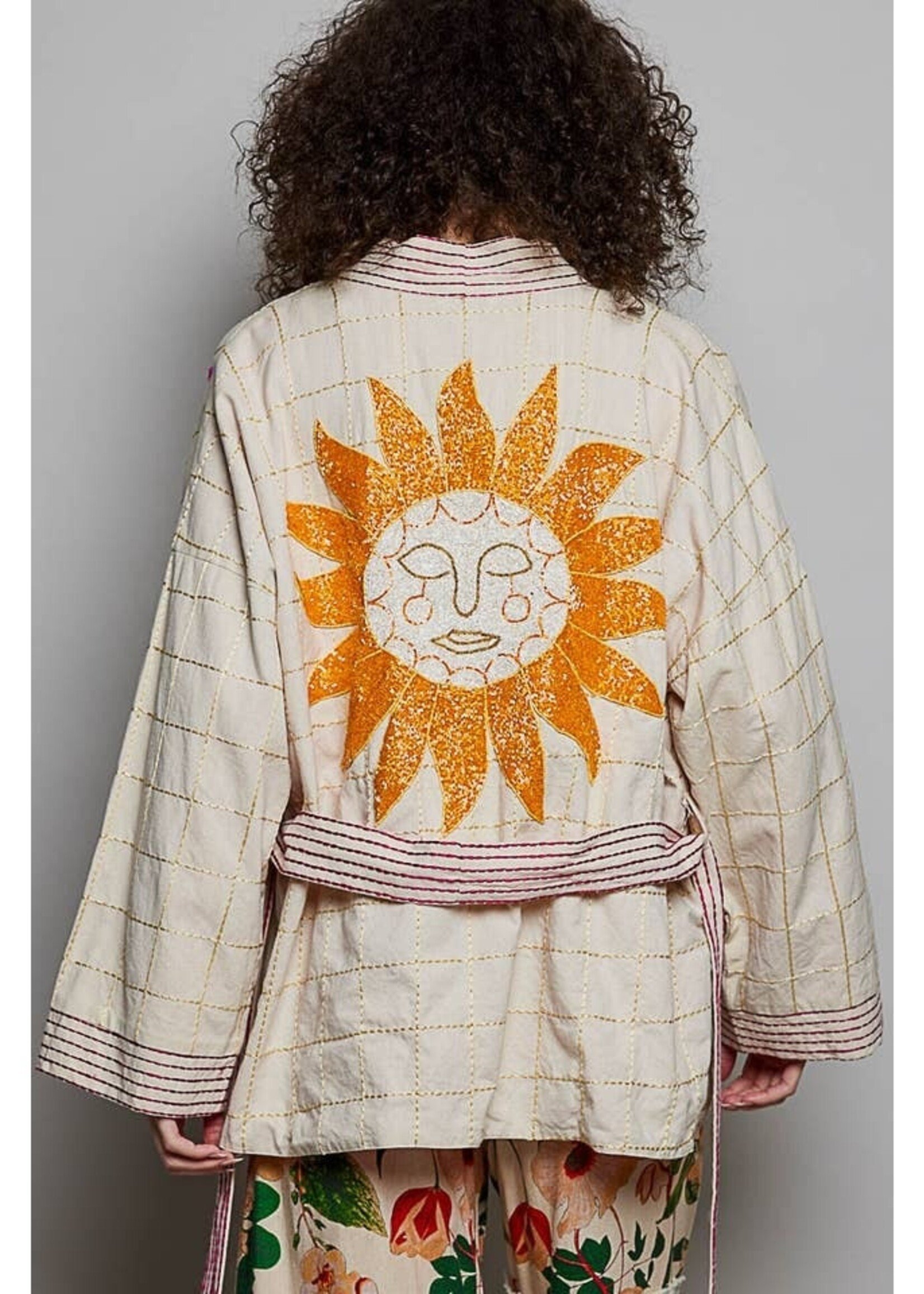 POL Beaded Kimono Cardigan Natural PREORDER JUNE 26