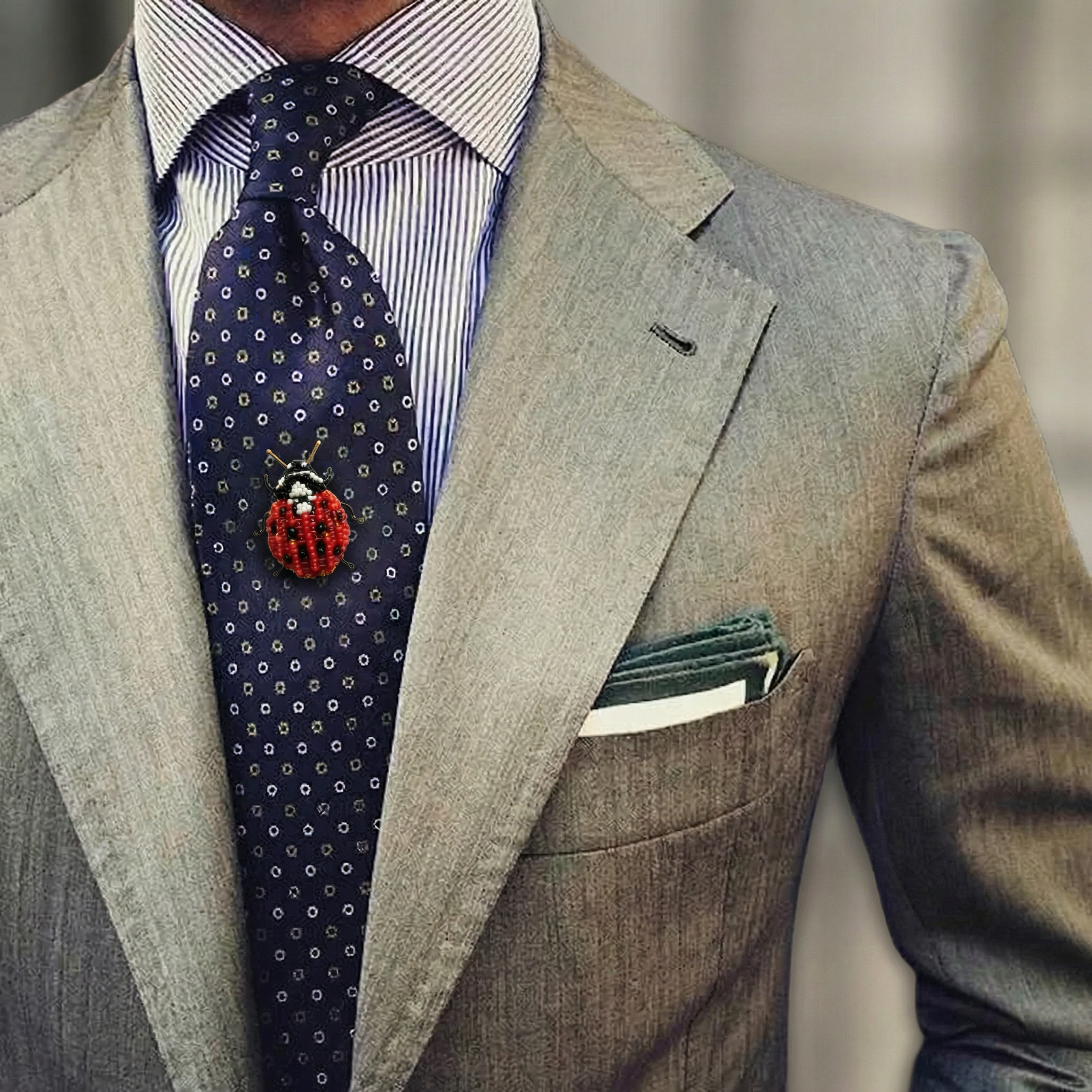 ladybug brooch as tie tack