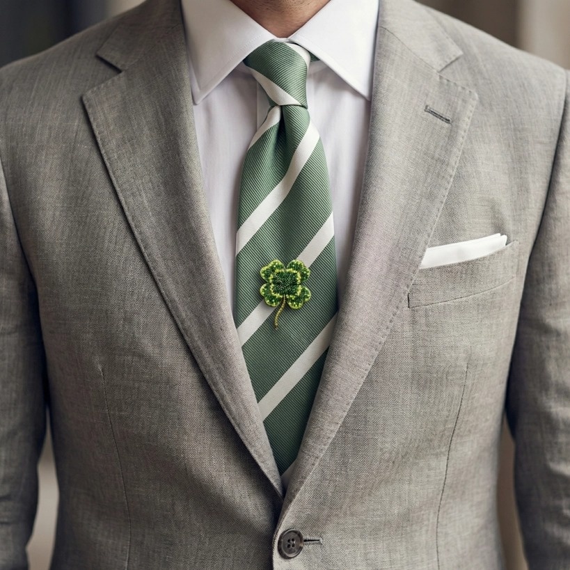 lucky clover as tie tack