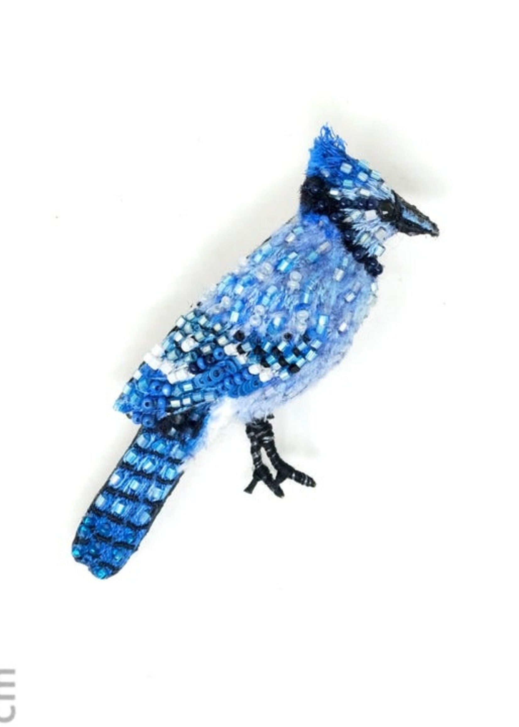 Trovelore Crested Blue Jay Brooch Pin Handmade