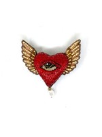 Trovelore Guardian Heart Wings Brooch Pin Handmade