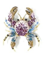Trovelore Pink Forest Crab Brooch Pin Handmade PREORDER