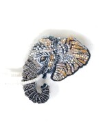 Trovelore Tusker Elephant Brooch Pin Handmade