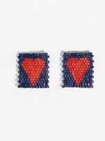 Kallie Beaded Heart Navy Earrings