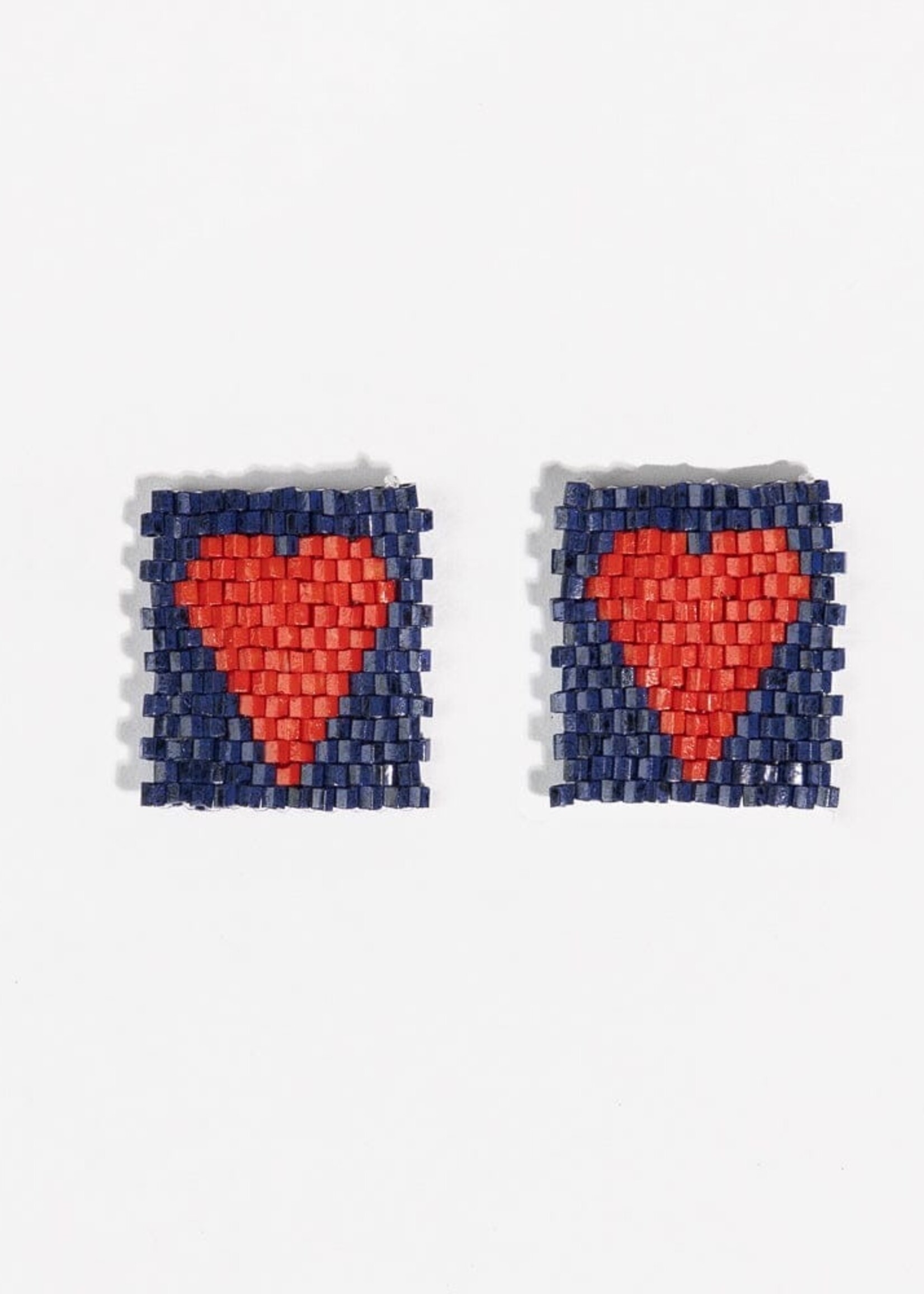 Kallie Beaded Heart Navy Earrings