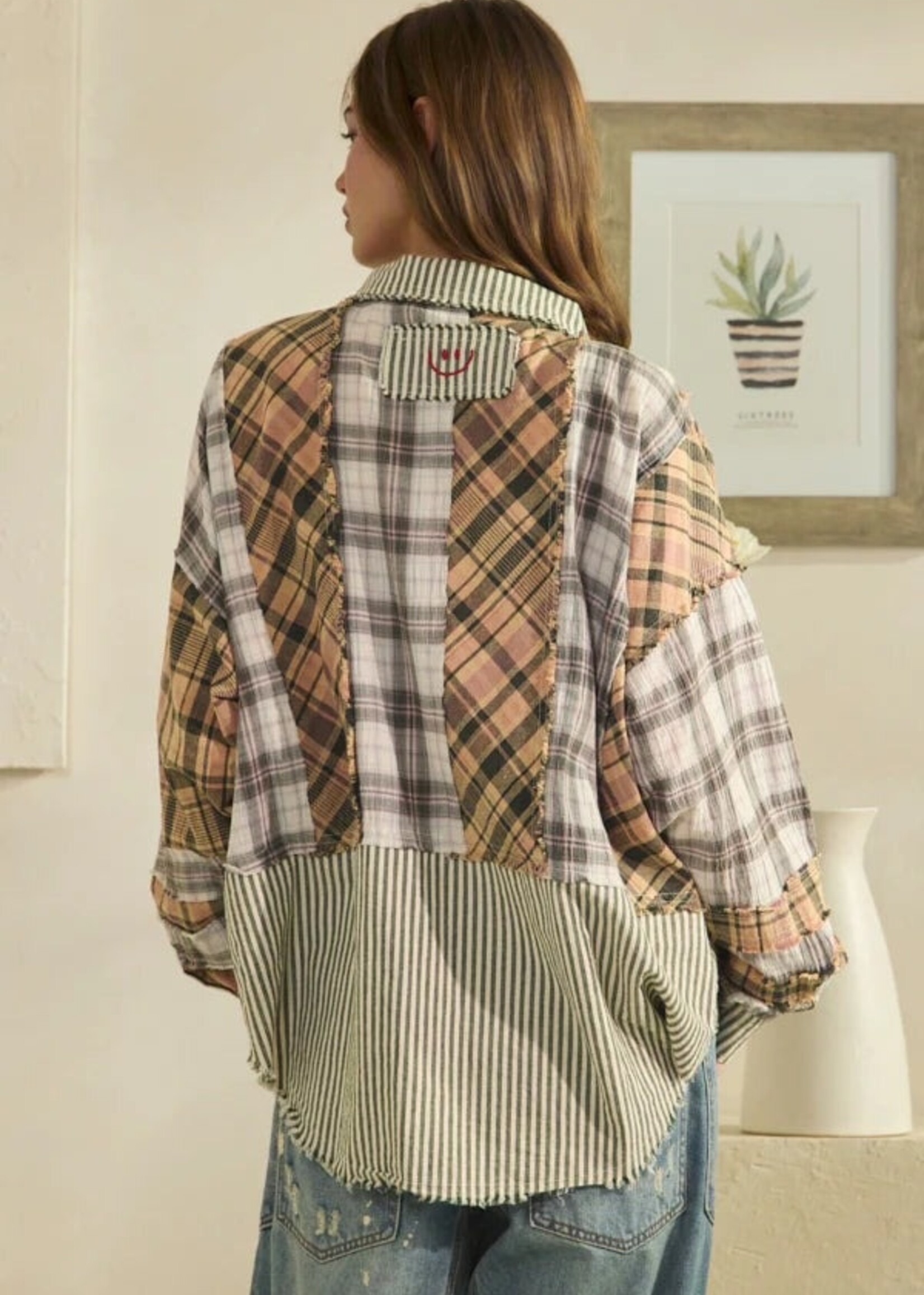 Oli & Hali Plaid Mix L/S Shirt Olive