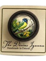 The Divine Iguana Victorian Green Jay Cabochon Brooch