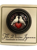 The Divine Iguana Victorian Love bird dove Cabochon Brooch