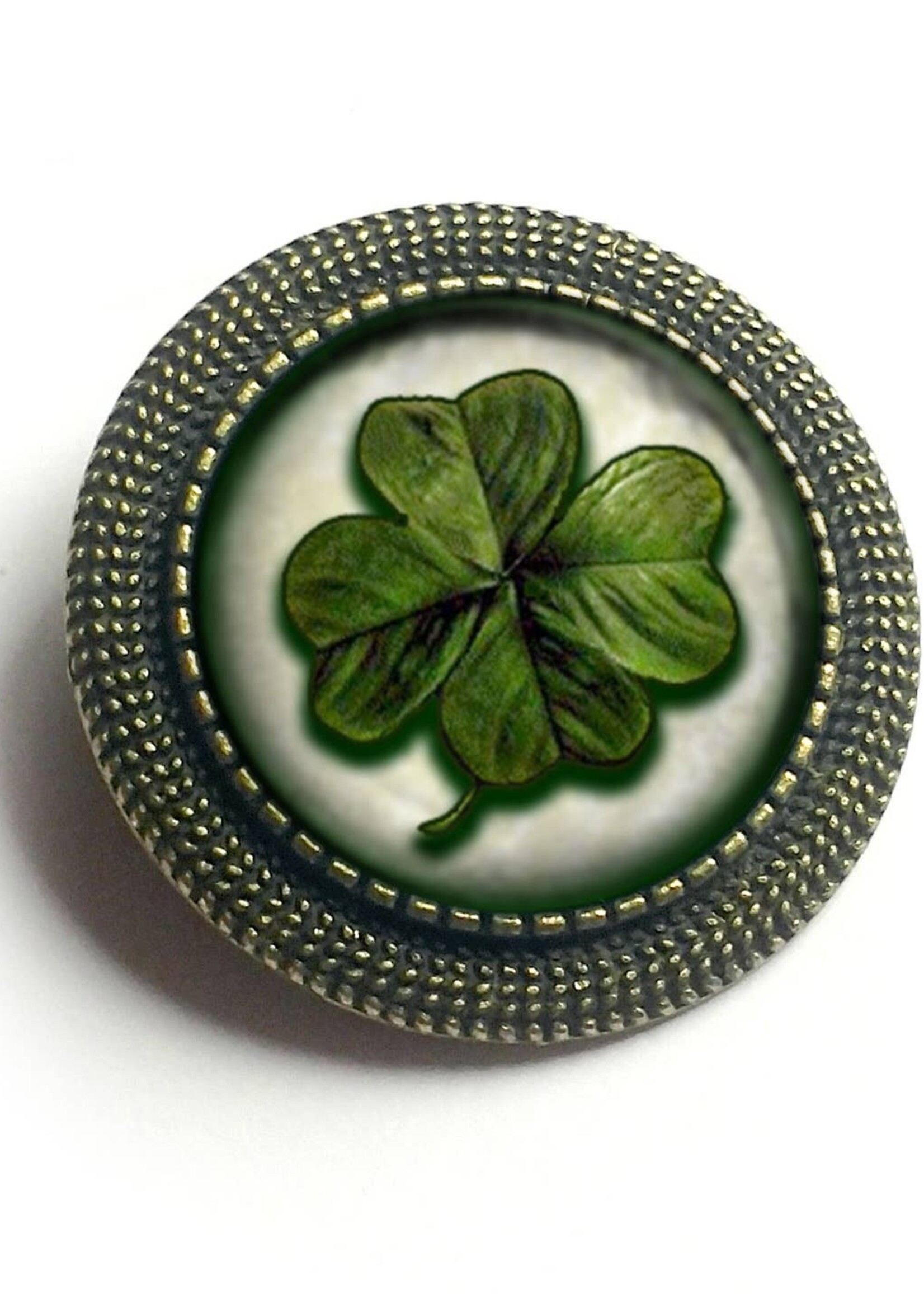 The Divine Iguana Lucky Clover Cabochon Brooch