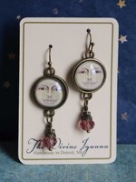 The Divine Iguana Man in the Moon Glass Cabochon Earrings