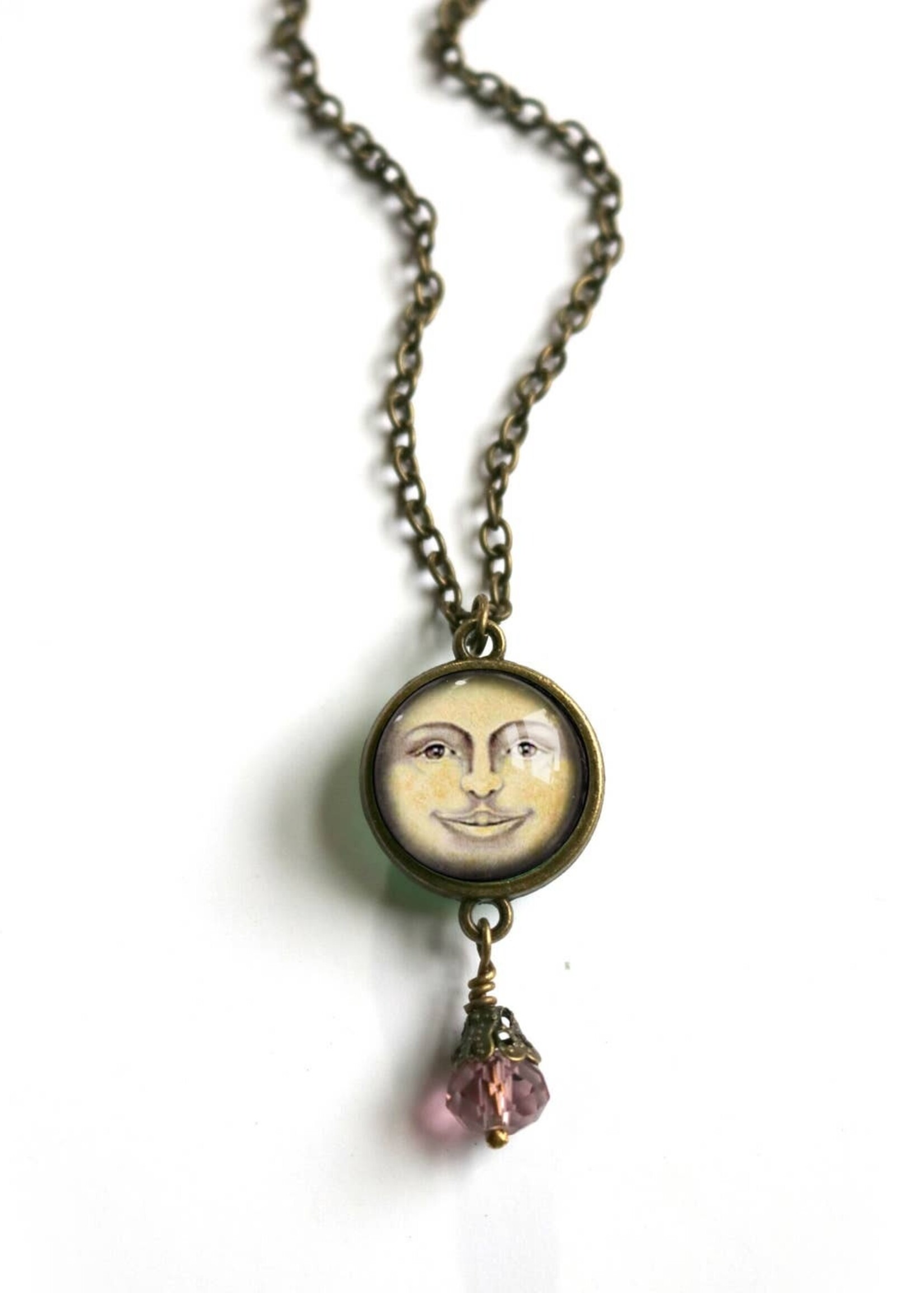 The Divine Iguana Victorian Man in the Moon Pendant Necklace
