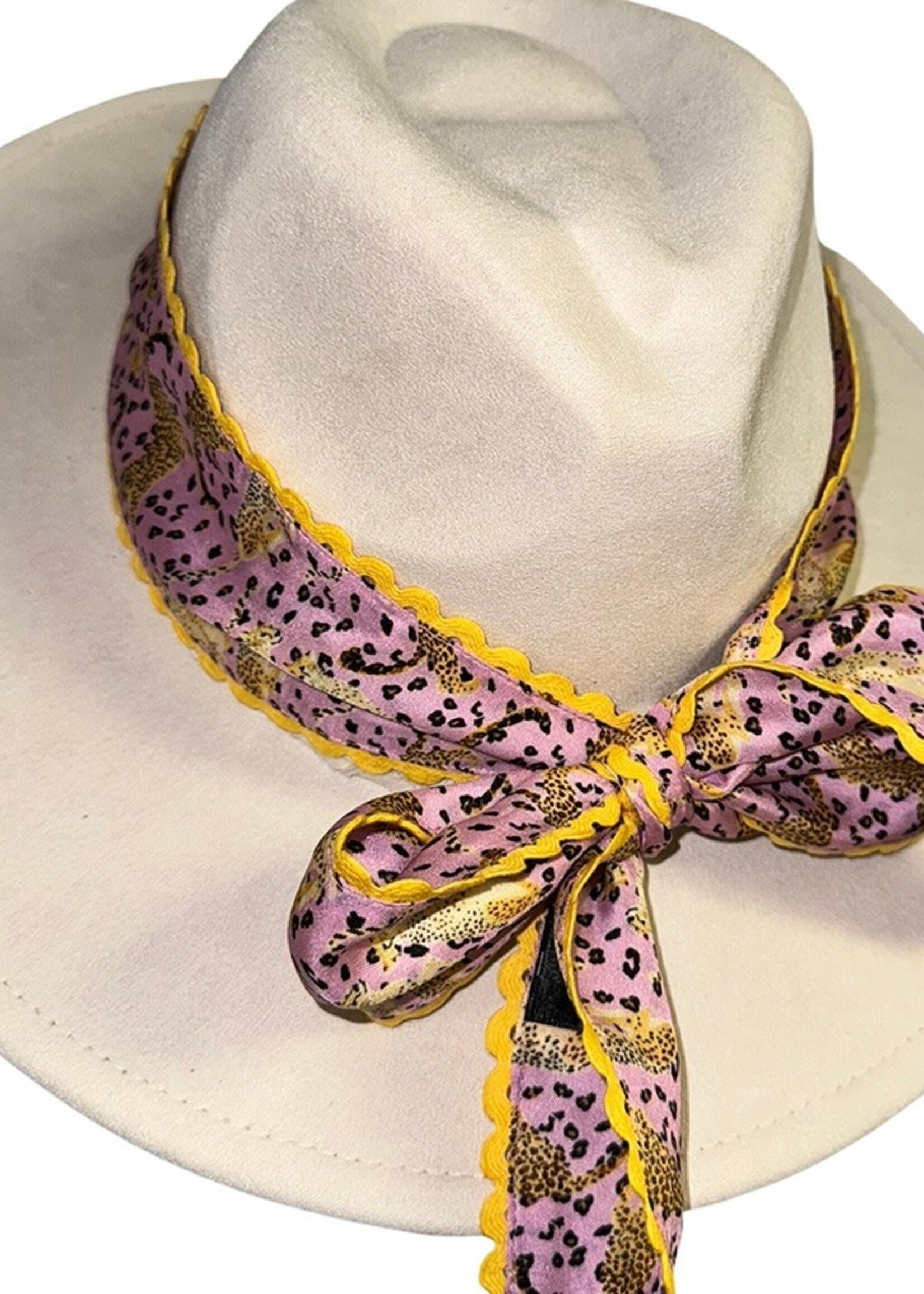 Pink Leopard Ric Rac Silk Twilly Scarf